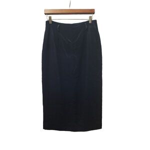 Vintage JH Collectibles Navy Pure Wool Pencil Skirt Lined Size 8 Made In USA